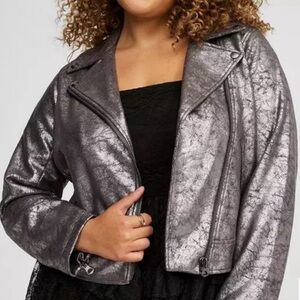 Torrid size 4 Shimmering Silver Women's Leather Jacket